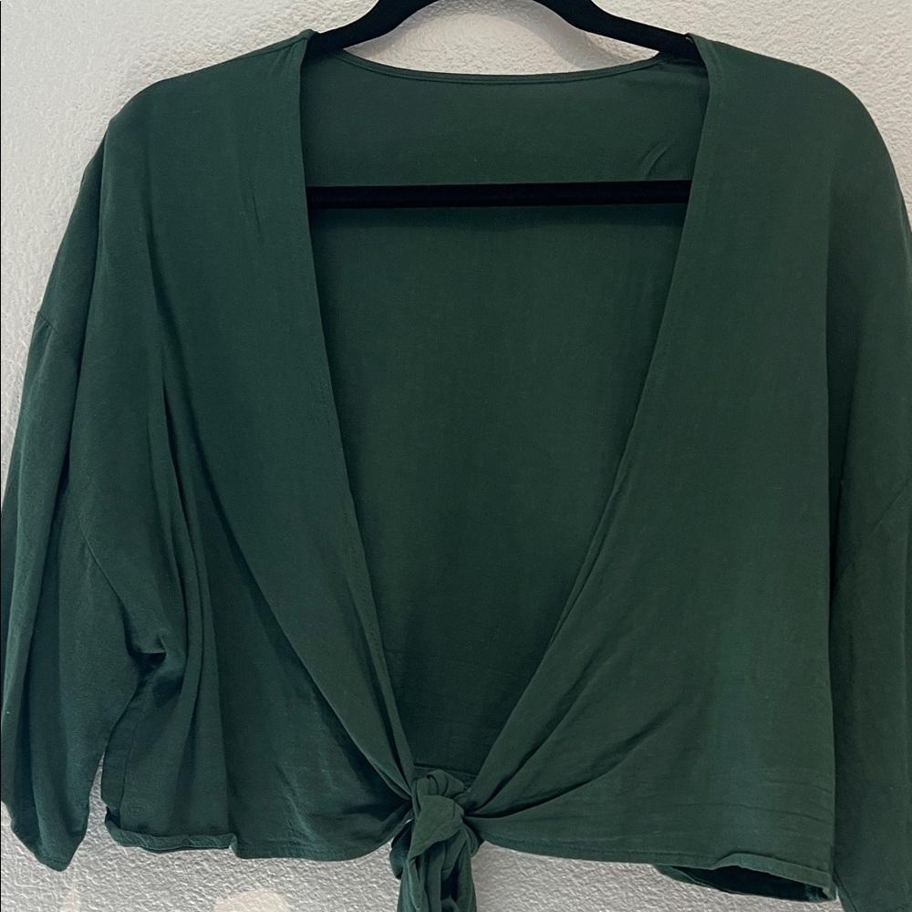 Green Tie-Front Coverup - Picture 6 of 7